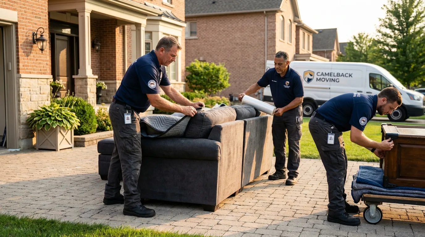 Large estate moving crew wrapping furniture in Morenci, AZ